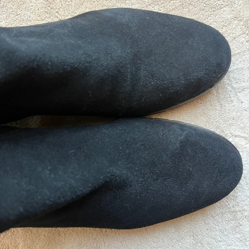 Karl Lagerfeld Paris Skylar Women 14 M Black Suede Knee‎ High Boots Minimalist
